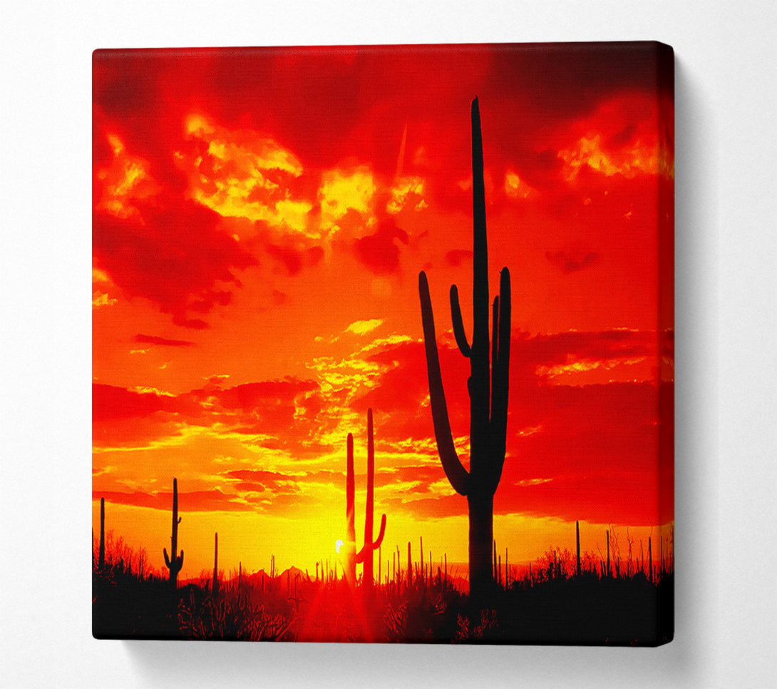  A Canvas Print of Red Desert Cactus Canvas Print
