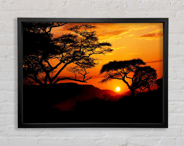 Orange Sun Sky Blaze Framed Print