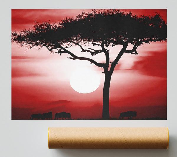 African Safari Red Print