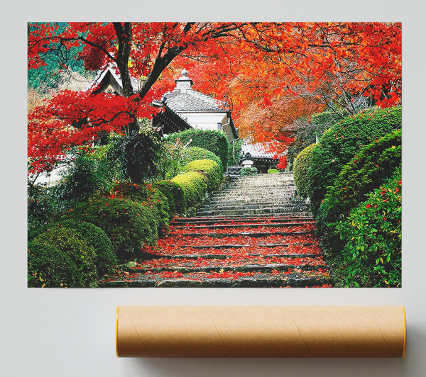 Red Autumn Garden Print