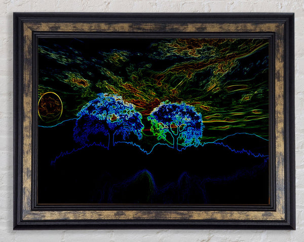 Neon Skyline Framed Print
