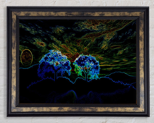 Abstract Neon Landscape 02 Framed Print