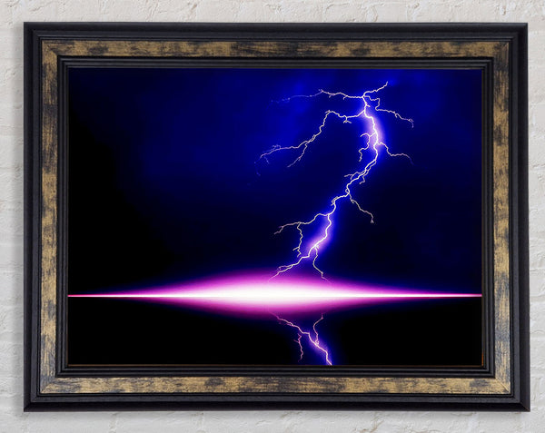Blue Lightning Storm Pink Awakening Framed Print