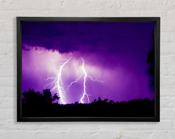 Purple Lightning Hill Tops Framed Print