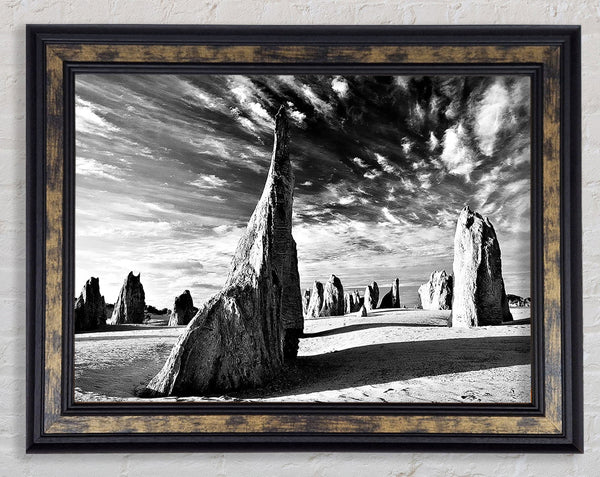 Desert Architecture Skies B n W Framed Print