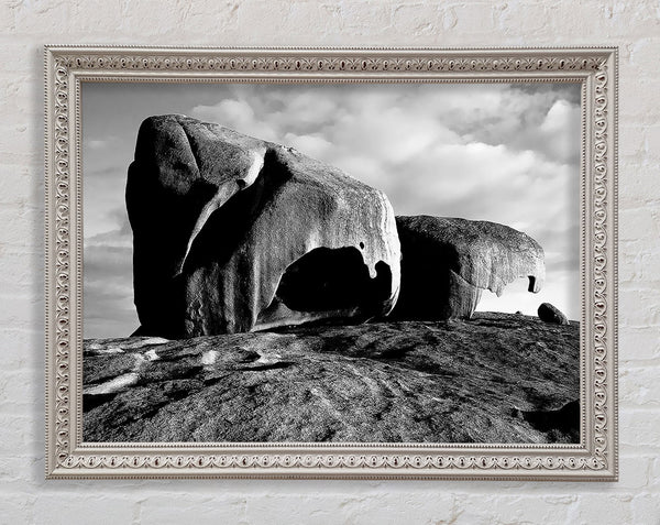 Boulders On Top Of The World B n W Framed Print