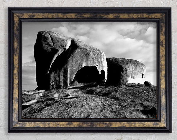 Boulders On Top Of The World B n W Framed Print