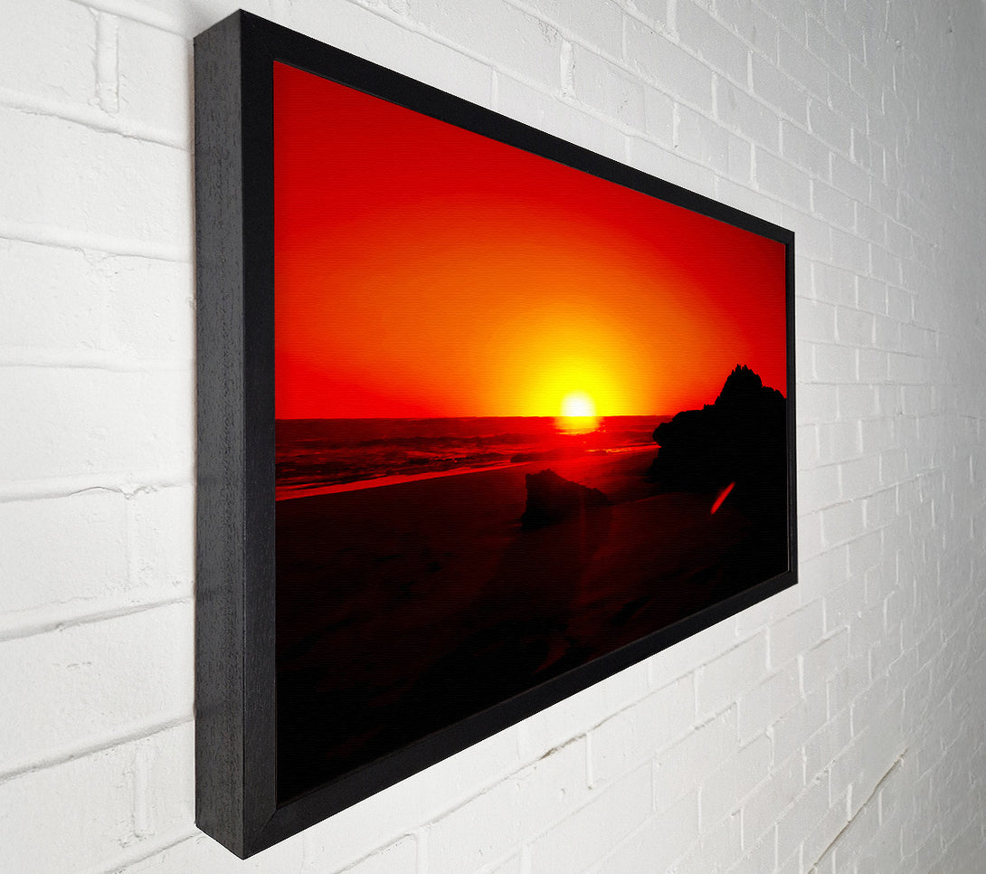  A Canvas Print of Red Rocky Ocean Sun Blaze Canvas Wall Art