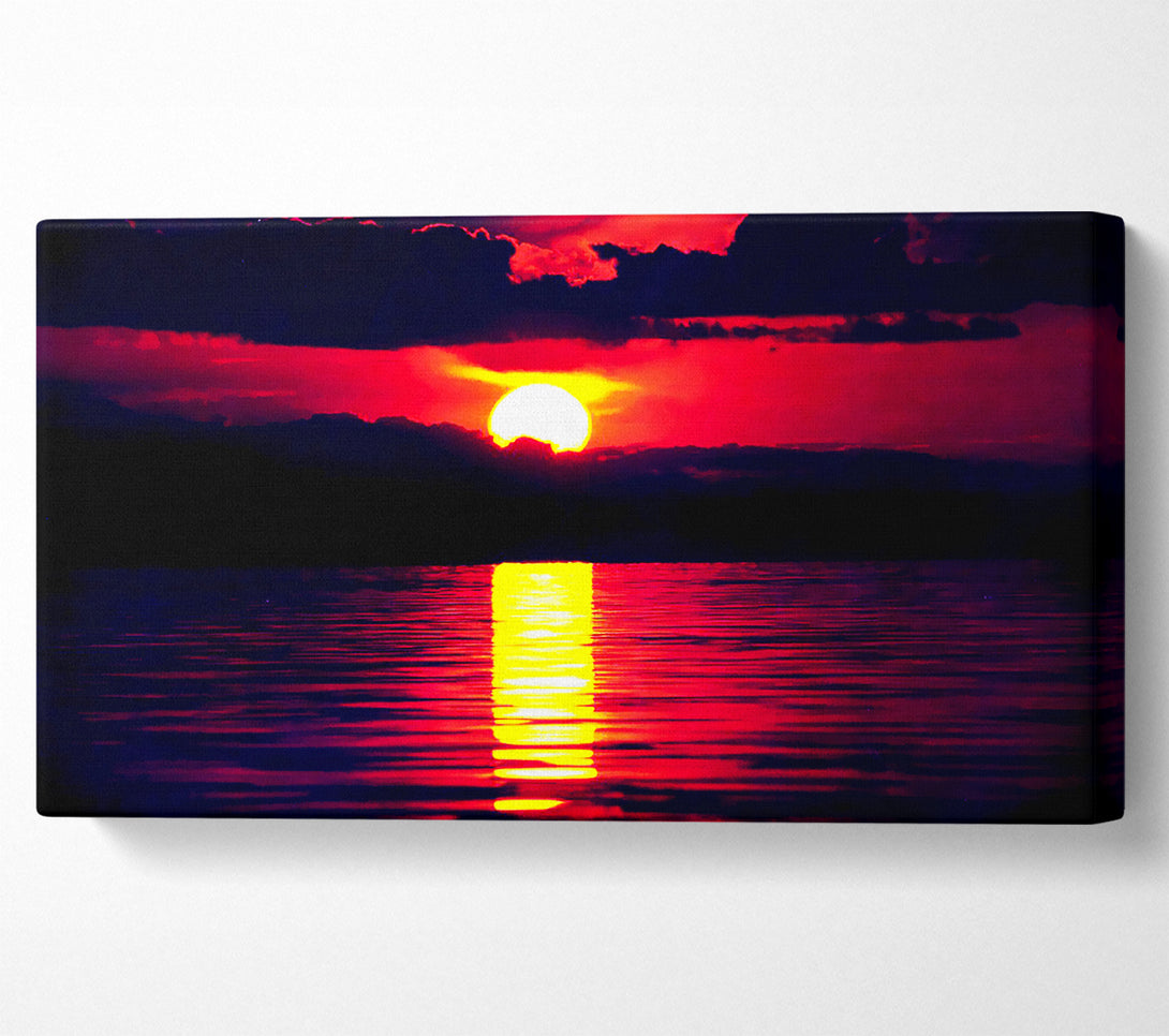  A Canvas Print of Sun Blaze Over The Red Ocean Sky Canvas Print