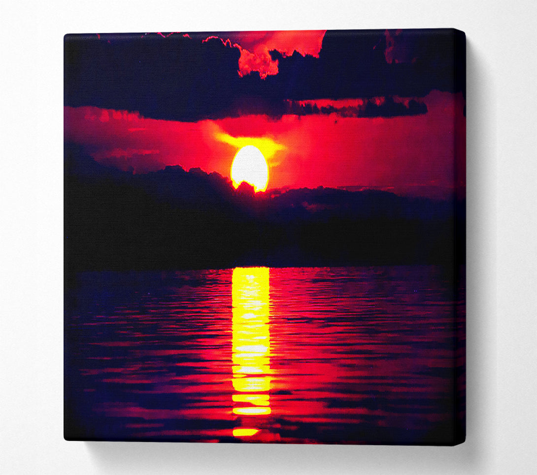  A Canvas Print of Sun Blaze Over The Red Ocean Sky Canvas Print