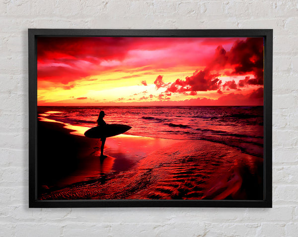 Red Surfer Girl Framed Print