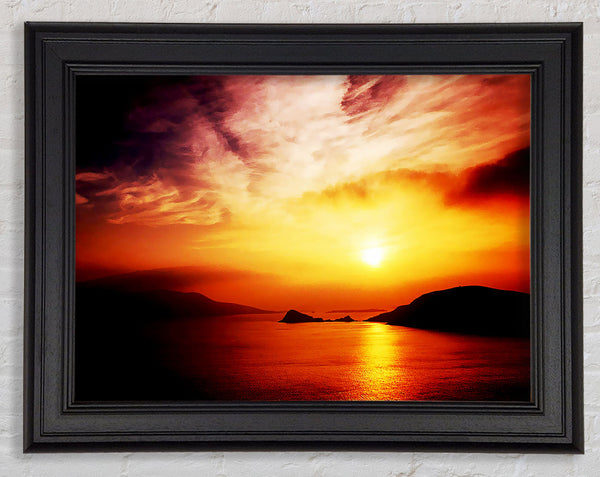 Blazing Sun Cloud Ocean Framed Print
