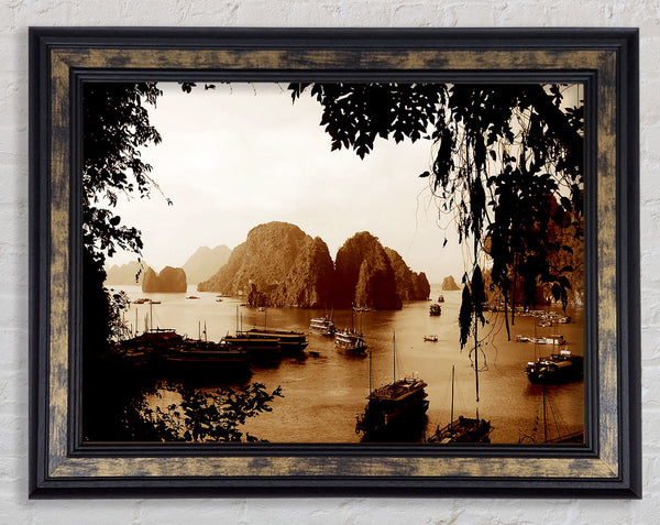 Paradise Beyond Sepia Framed Print