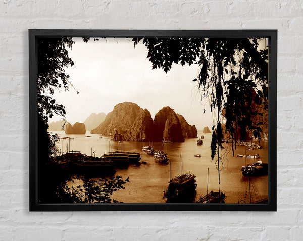 Paradise Beyond Sepia Framed Print