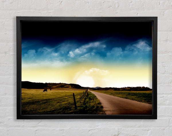 Stunning Country Road Skies Framed Print