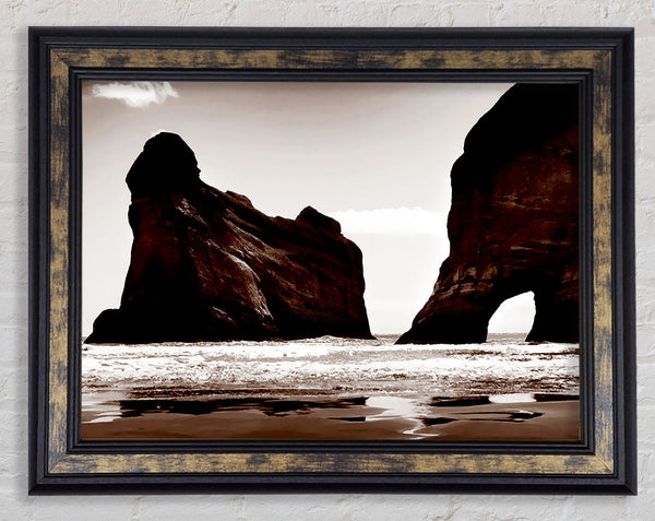 The Doorway To The Ocean Brown Framed Print
