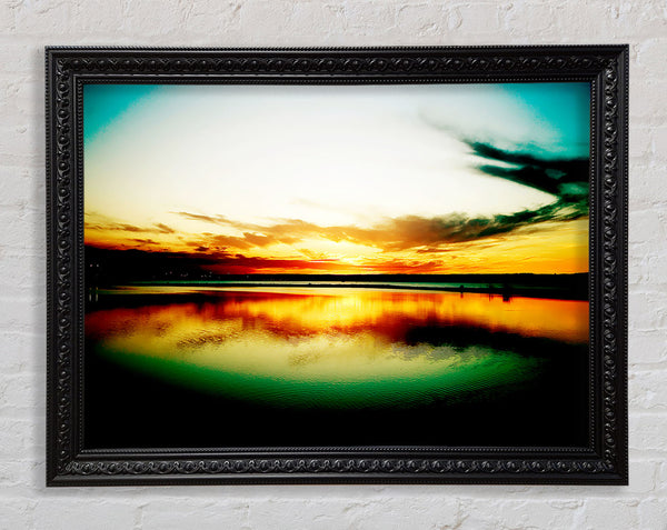Green Ocean Sun Framed Print