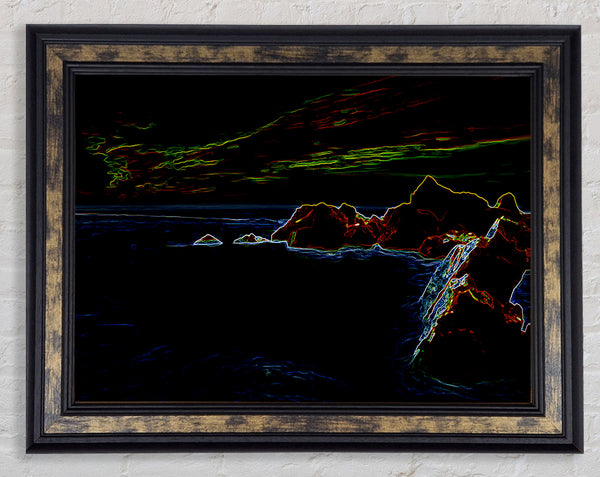 Neon Harbour Framed Print