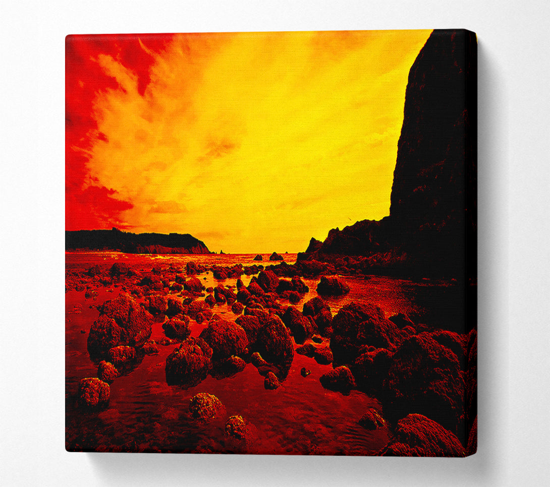  A Canvas Print of Red Ocean Boulders Canvas Art