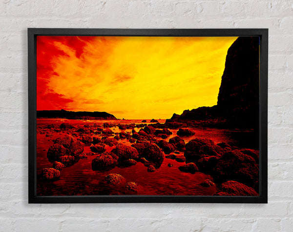 Red Ocean Boulders Framed Print