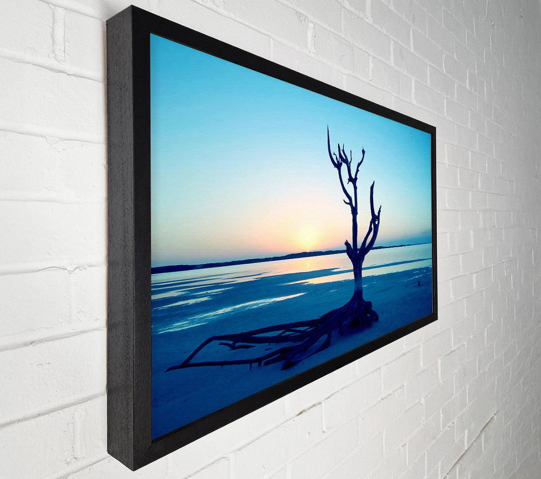  A Canvas Print of Blue Ocean Driftwood Canvas Wall Art