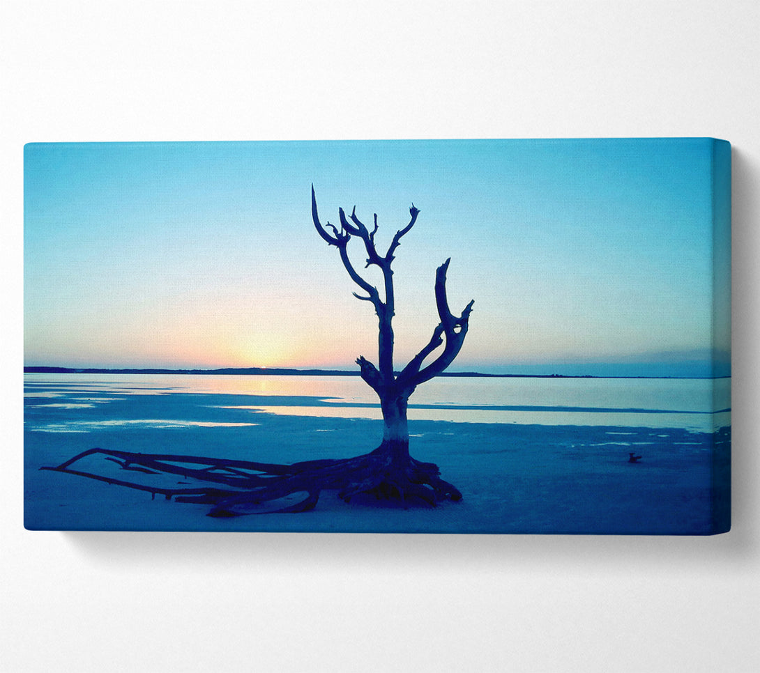  A Canvas Print of Blue Ocean Driftwood Canvas Wall Art