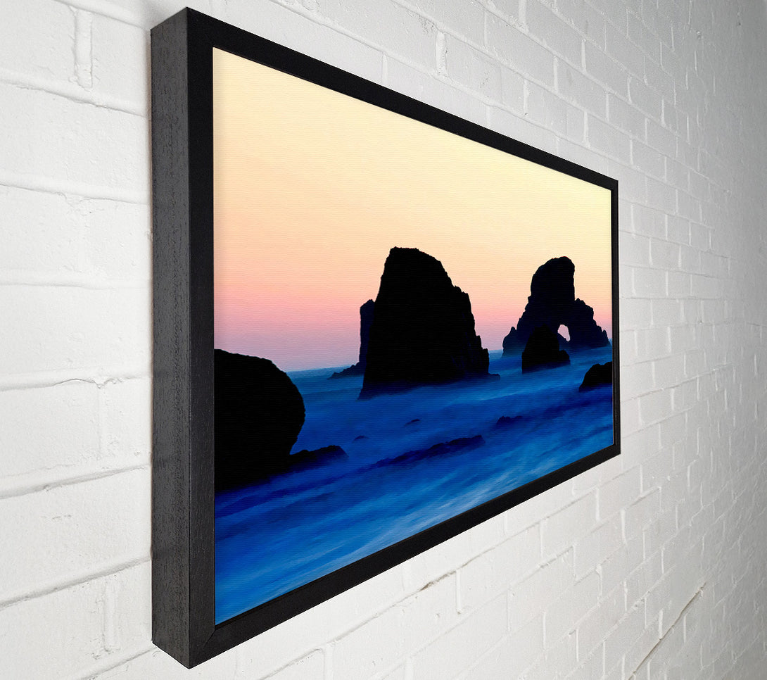  A Canvas Print of Peach Ocean Rocks Canvas Art
