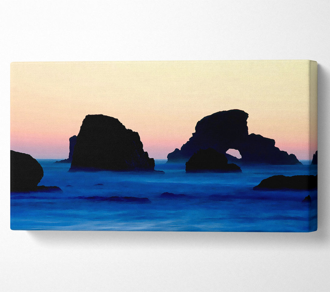  A Canvas Print of Peach Ocean Rocks Canvas Art