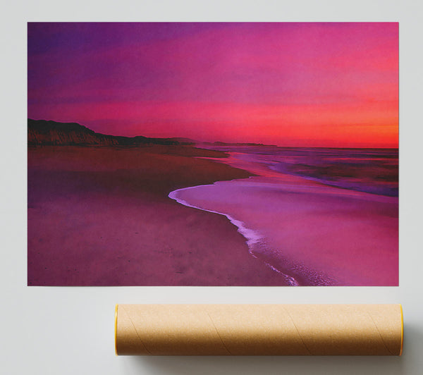 Pink Ocean Shore Poster