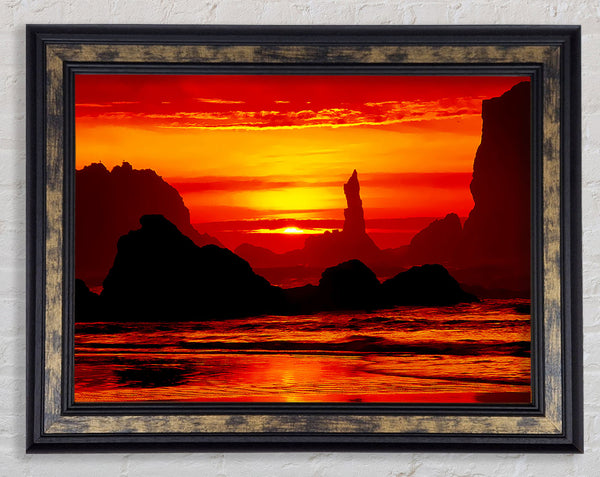 Orange Ocean Monuments Framed Print