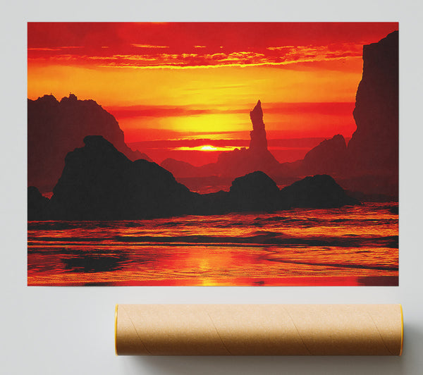 Orange Ocean Monuments Print