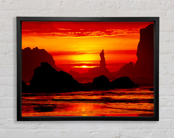 Orange Ocean Monuments Framed Print