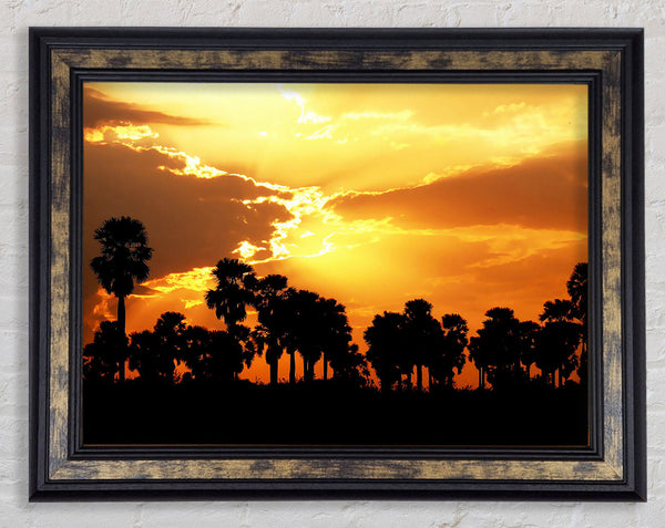 Orange Sun Clouds Framed Print