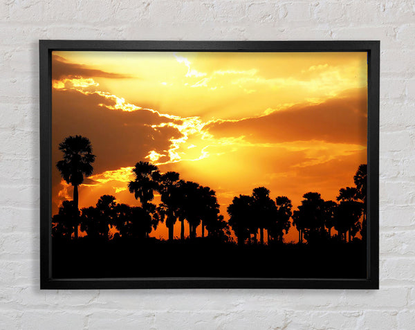 Orange Sun Clouds Framed Print