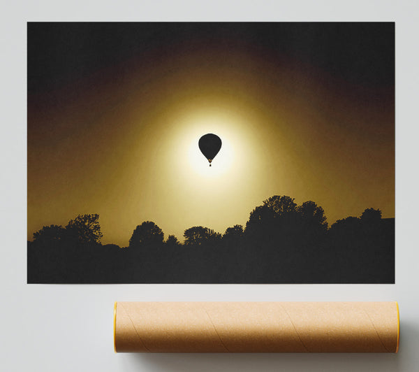 Golden Hotair Balloon Giclee Print