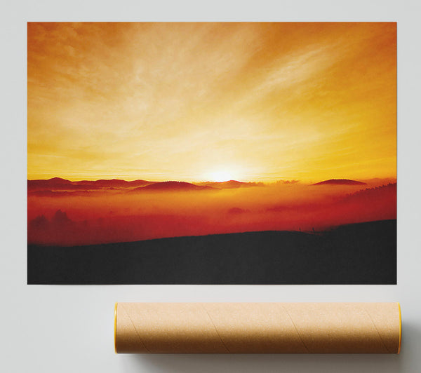 Golden Sunrise Mist Poster