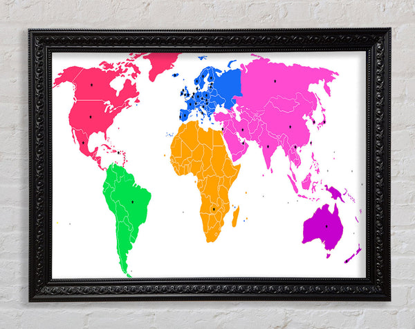 Map n Stars Of The World Framed Print