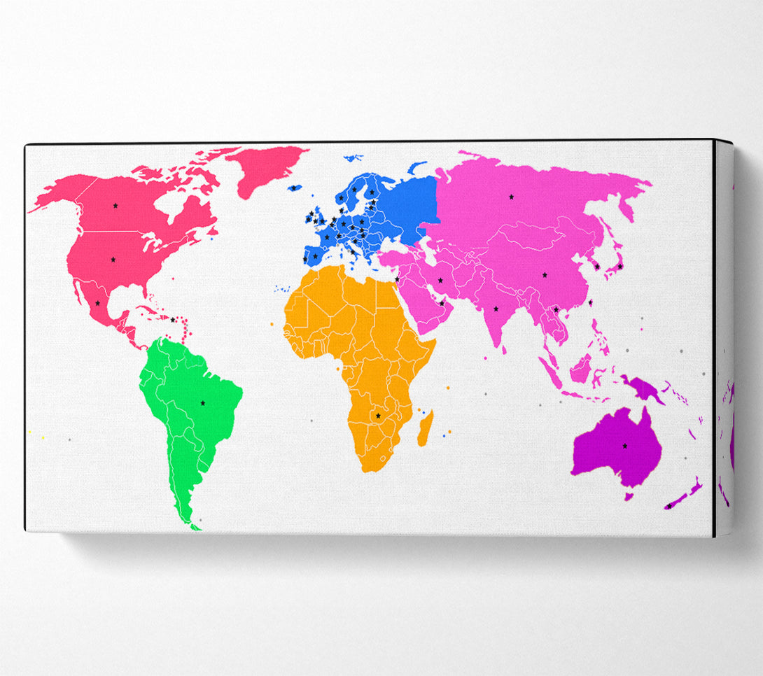  A Canvas Print of Map n Stars Of The World Canvas Art