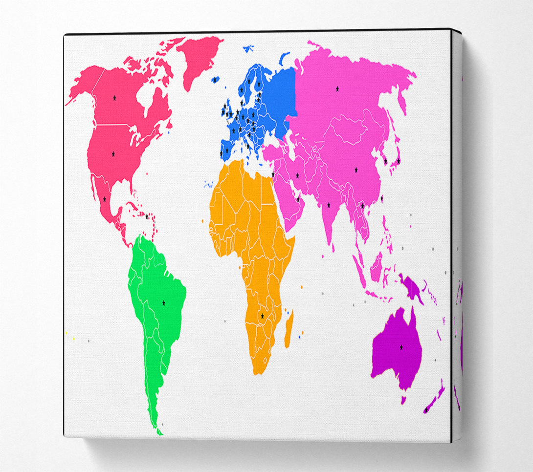  A Canvas Print of Map n Stars Of The World Canvas Art