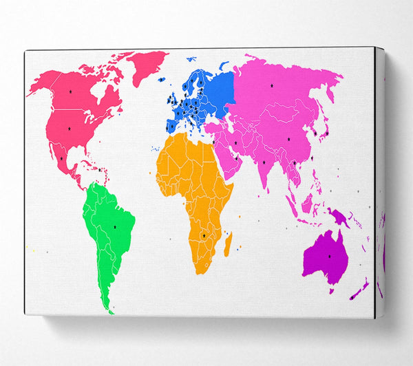  A Canvas Print of Map n Stars Of The World Canvas Art