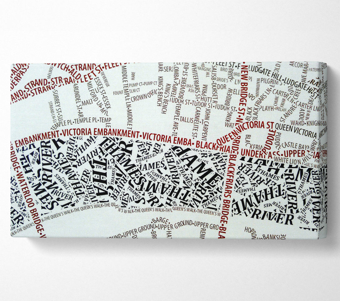  A Canvas Print of London River Thames Map Canvas Wall Art