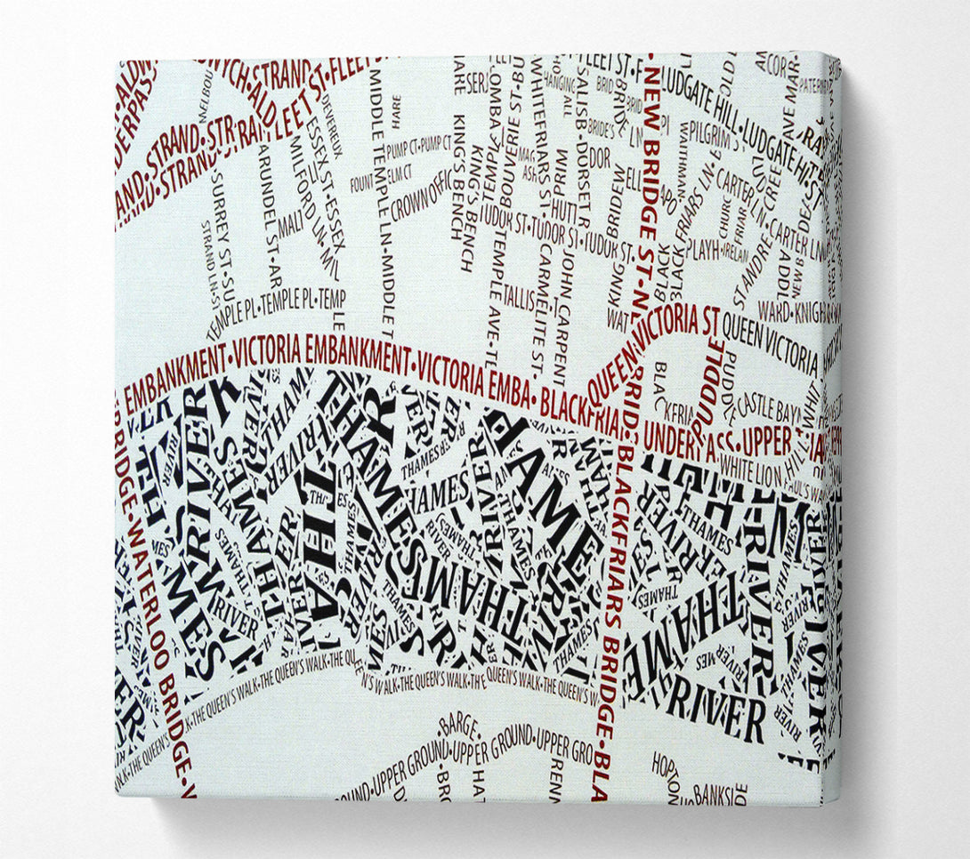  A Canvas Print of London River Thames Map Canvas Wall Art