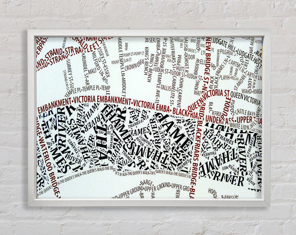 London River Thames Map Framed Print