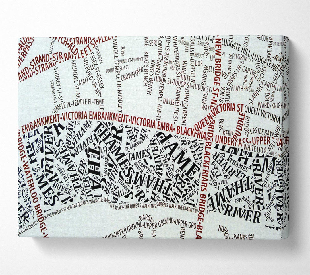  A Canvas Print of London River Thames Map Canvas Wall Art