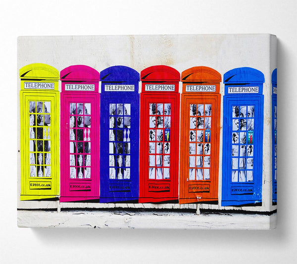  A Canvas Print of Colourful Telephone Boxes Canvas Art