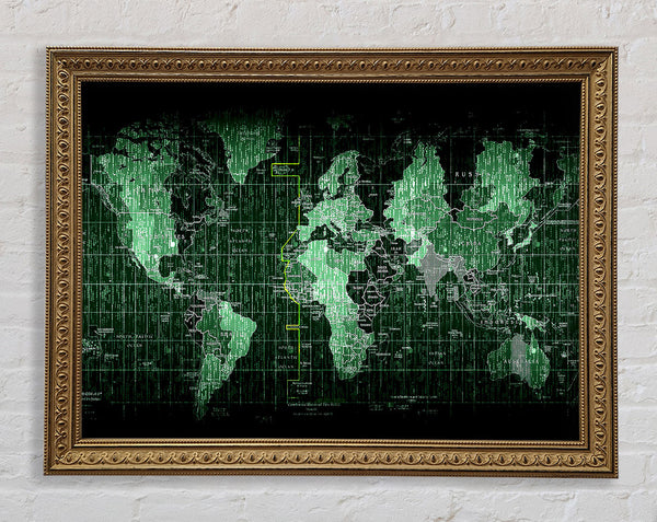 Matrix World Map Framed Print