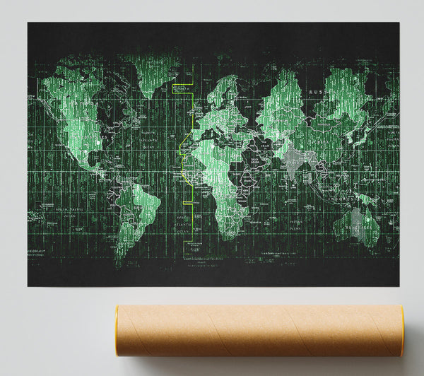 Matrix World Map Giclee Print