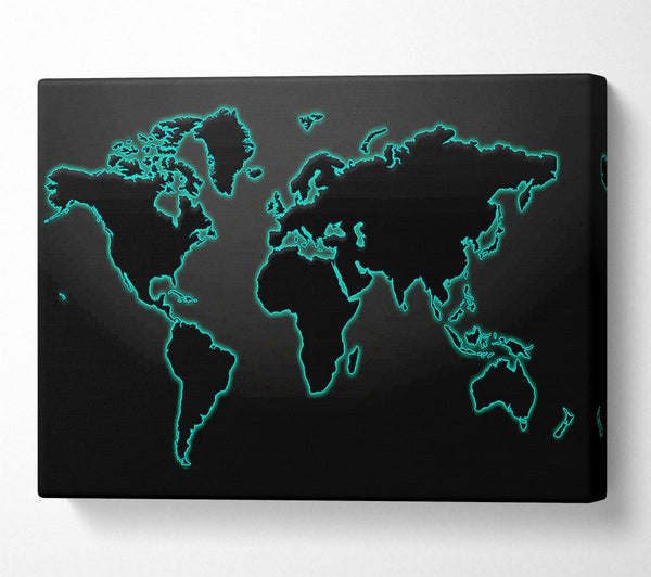  A Canvas Print of Black World Map Canvas Art