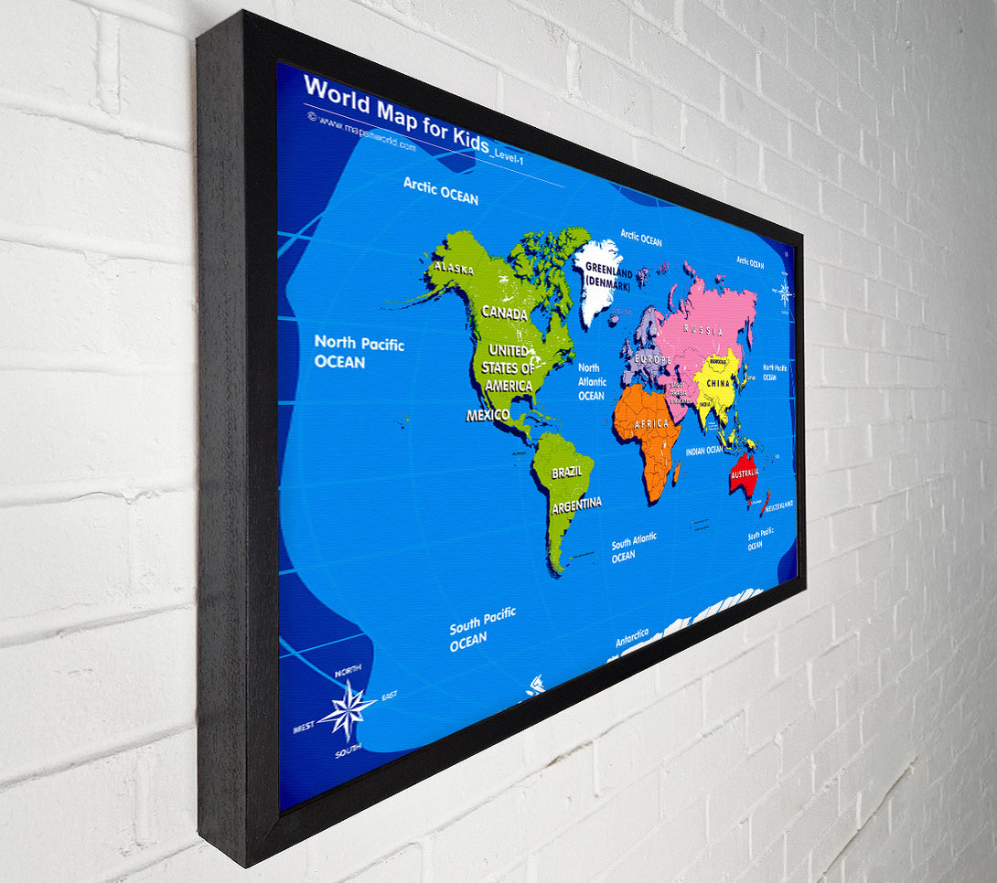  A Canvas Print of World Map For Kids Canvas Wall Art