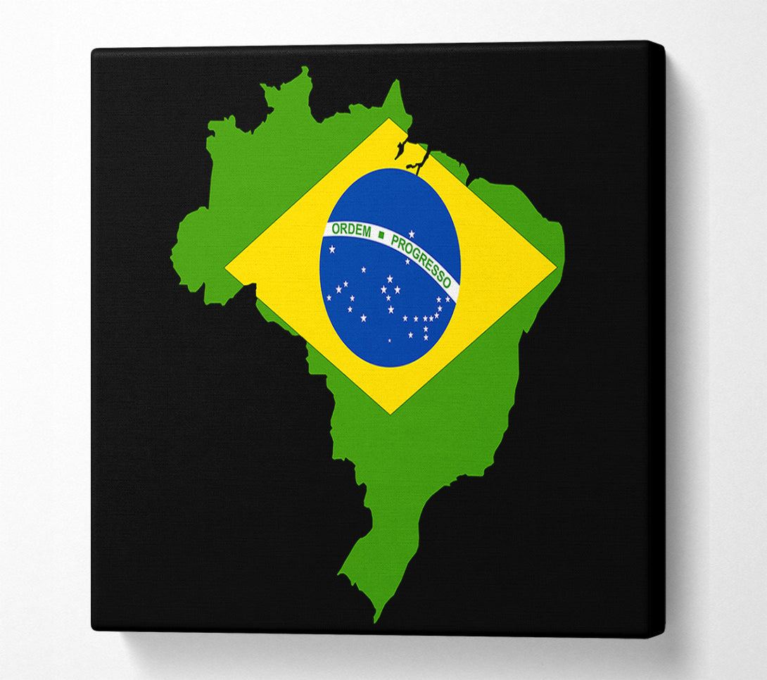  A Canvas Print of Brazillian Flag Map Canvas Print
